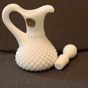 Westmoreland English Hobnail Milk Glass Oil Cruet with Stopper Vintage